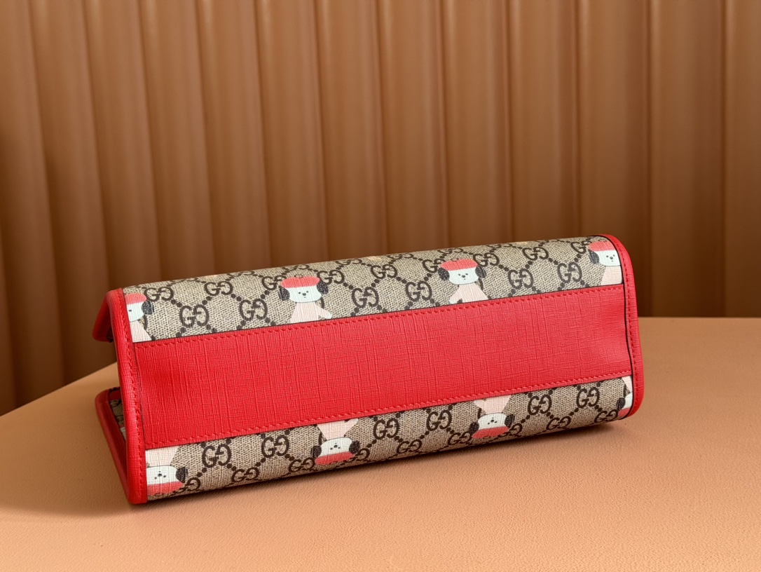 Gucci Children's animal print tote bag Model:605614. Size: 25 (length) x 28.5 (width) x 11cm (thickness) Color: Red/Bunny Print - Image 7