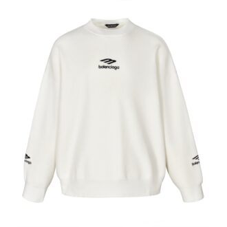 BLCG 24FW 3B Embroidered Crewneck Sweater (White) Crafted from 95% wool, 1% spandex, 4% nylon yarn