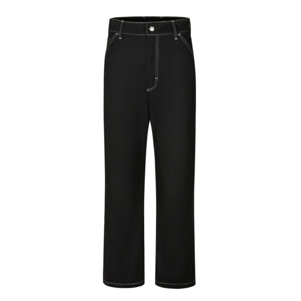 Prada 23FW Contrast-Stitch Logo Pants Custom-woven 10*10 high-density twill stretch cotton fabric