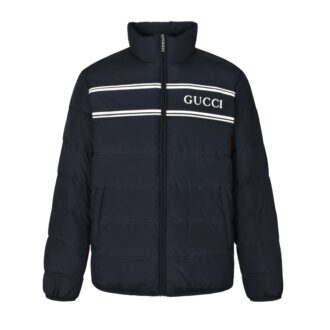 Gucci 24FW Striped Embossed Logo Down Jacket Item Number: JJA P690 Made from 100% high-thread-count, low-twist cotton-nylon fiber yarn
