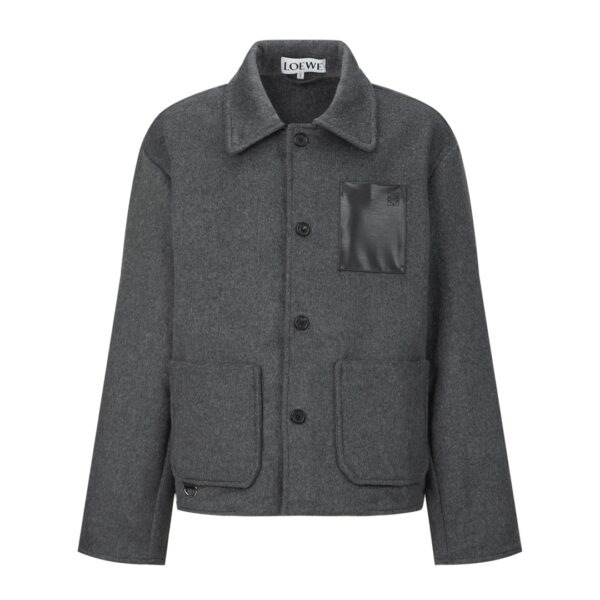 Loewe 24FW Black Workwear Jacket 60% Cashmere, 30% Cotton, 10% Polyester Item Number: JJA