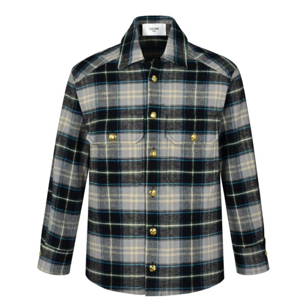 Celine 23FW Flannel Plaid Shirt Product Number: JJA P345 weight of 240g