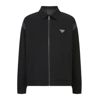 Prada 24FW Triangle Logo Nylon Panel Zip-Up Jacket Item Number: JJA Material: Crafted from premium fleece-tech fabric combined with 100% fine-twill nylon, offering a breathable air-cotton experience