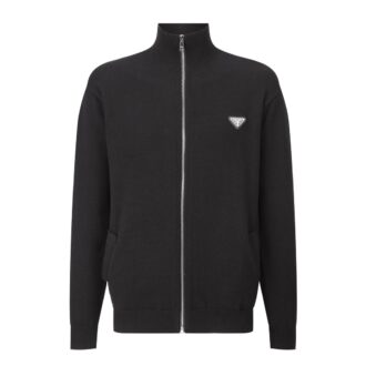 Prada 24FW Triangle Logo Zipper Sweater Item Number: JJA P390  Material: Made from premium Merino wool fabric, composed of 80% wool and 20% cotton