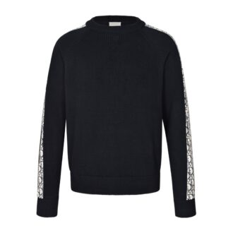 CD 20FW Jacquard Woven Band Crewneck Sweater (Navy Blue) Product Number: JJA expertly crafted from cotton plain-knit fabric