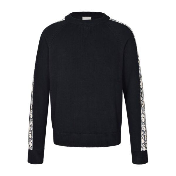 CD 20FW Jacquard Woven Band Crewneck Sweater (Navy Blue) Product Number: JJA expertly crafted from cotton plain-knit fabric