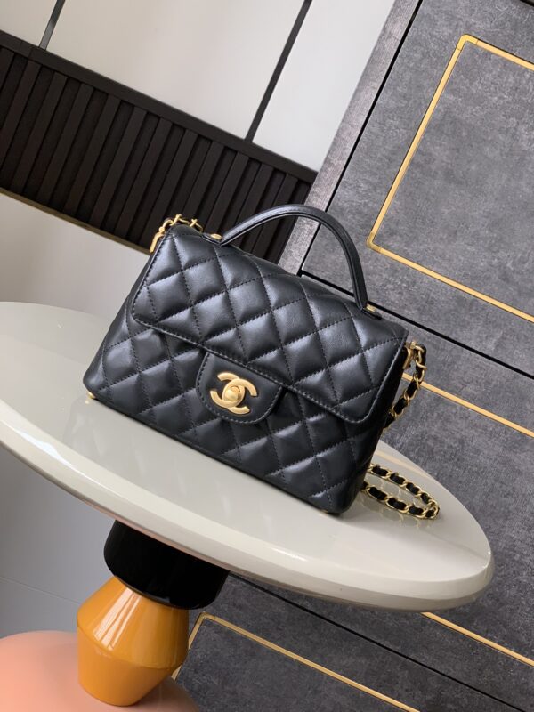 Chanel Chanel 25P Spring/Summer Black and Gold Kelly Bag (Mini Size) Mini Size: 14x20x6 cm