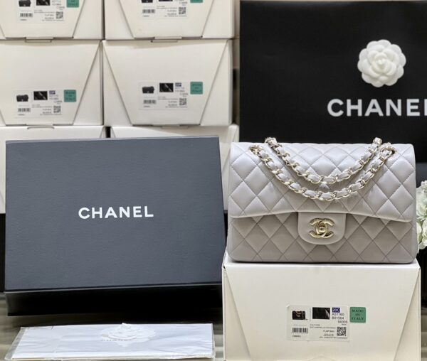 Chanel Limited Edition Light Grey Color Original Genuine Leather Model: 1113 Size: 23 cm