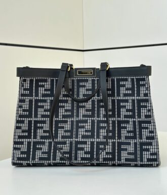 Houndstooth presbyterian double F embroidery tote ceiling series ~ fine workmanship and top-grade materials replica! ! The interior capacity is very large and the daily usage rate is very high ~ Model number 8589 size 41x13x29cm