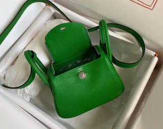 Master's hand-sewing #1k bamboo green #OF Florida blue store owner's own mini lindy20cm/lindy26cn crossbody bag handbag imported tc leather men's bag women's bag free shipping